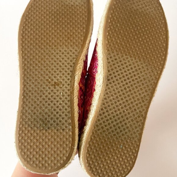 Toms Alpargata Rope Pink Hmong Floral Print Slip-on Flat Shoes sz 6.5 - Picture 6 of 7